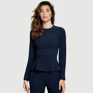 Dress the Population Andreas Wrap Top Plus Size XXL Navy Blue